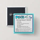 Pisces Astrologisches Horoskop Zodiac Magnet Button (Vorne & Hinten)