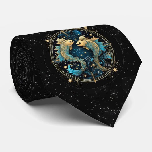 Pisces Astrologisches Zeichen Zodiac Neck Tie Krawatte (Gerollt)