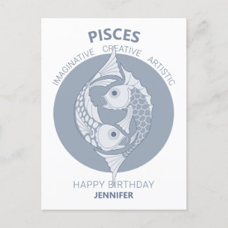 Pisces Astrology Art Nouveau CC0026 Glückwunsch Ge Postkarte
