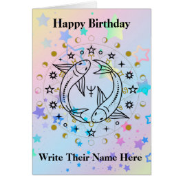 Pisces Astrology Geburtstagskarte Feb 19-März 20