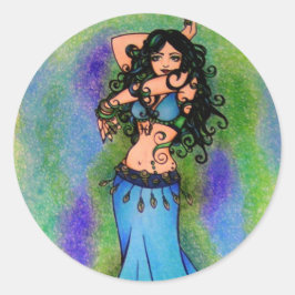 Pisces Belly Dancer Art Runder Aufkleber