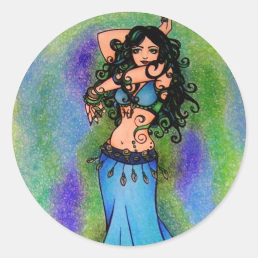 Pisces Belly Dancer Art Runder Aufkleber (Vorderseite)