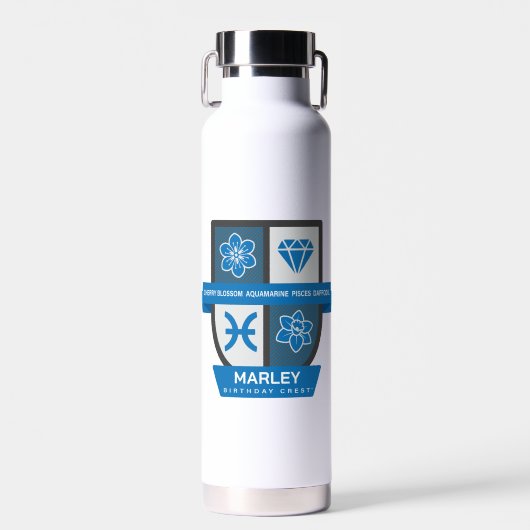 Pisces Birthday Crest™ for March 1-20 Trinkflasche (Vorne)
