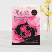 Pisces Birthday für Ihr rosa Feb 20. und März 20 Karte (Gelbe Blume)