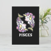 Pisces Birthday Geschenk Zodiac Sign Unicorn Kostü Einladung (Stehend Vorderseite)
