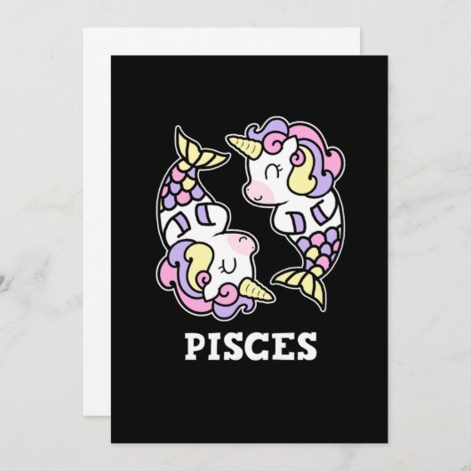 Pisces Birthday Geschenk Zodiac Sign Unicorn Kostü Einladung (Vorne/Hinten)