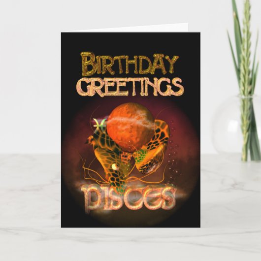 Pisces Birthday Greetings von Valxart Karte (Vorderseite)