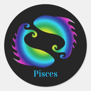 Pisces Black Zodiac Runder Aufkleber