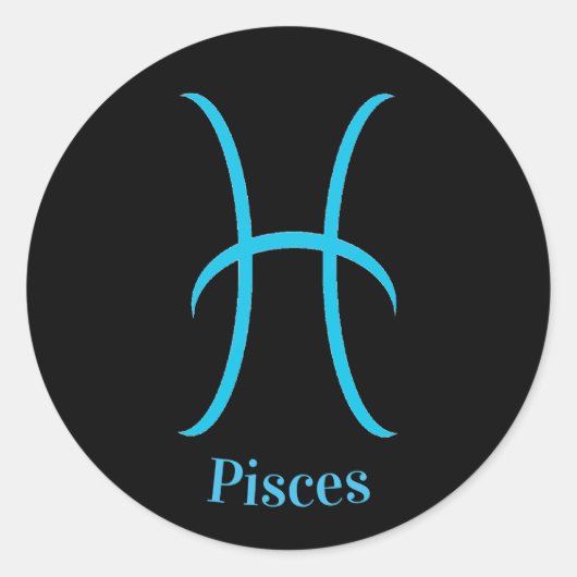 Pisces Black Zodiac Symbol Runder Aufkleber (Vorderseite)