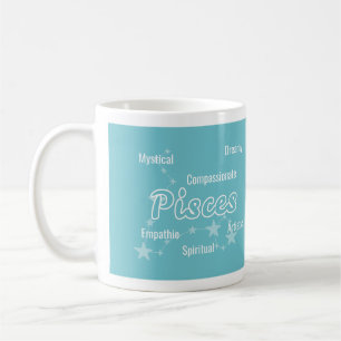 Pisces Blue Green Watercolor Astrologie Zodiac Sig Kaffeetasse
