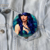 Pisces Blue Mermaid Queen Original Fantasy Art Button (Beispiel)