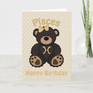 Pisces Brown Bar Happy Birthday Karte