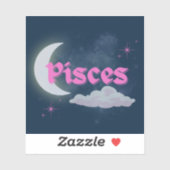 Pisces Celestitic Ästhetische Dreamy Moon Cloud St Aufkleber (Blatt)