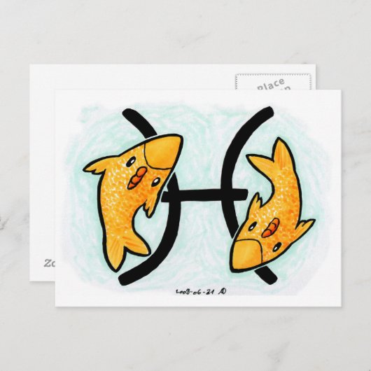 Pisces Chicken Postcard Postkarte (Vorne/Hinten)