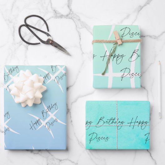 Pisces Colorstrolgy Birthday Geschenkpapier Set (Vorderseite)