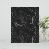 Pisces Constellation Hevelius 1690 auf Schwarz (Stehend Vorderseite)