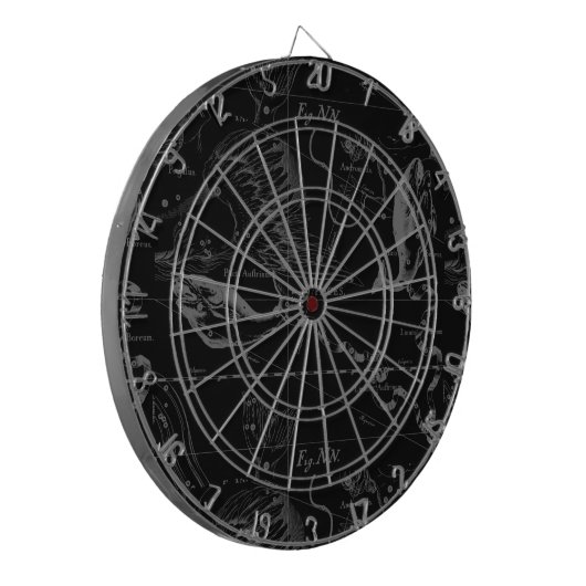 Pisces Constellation Hevelius 1690 auf Schwarz Dartscheibe (Vorderseite Links)