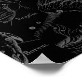 Pisces Constellation Hevelius 1690 auf Schwarz Poster (Ecke)