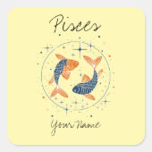 Pisces Constellation Line Art Quadratischer Aufkleber (Vorderseite)