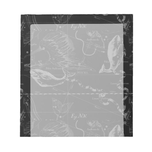Pisces Constellation Map Hevelius 1690 Graving Notizblock (Vorderseite)