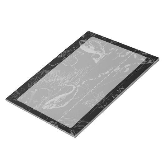 Pisces Constellation Map Hevelius 1690 Graving Notizblock (angewinkelt)