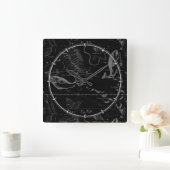 Pisces Constellation Map Hevelius 1690 Graving Quadratische Wanduhr (Zuhause)