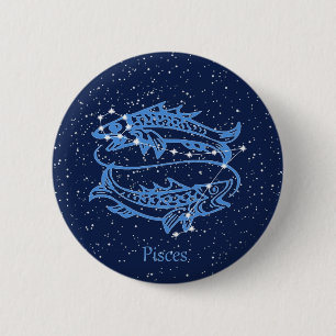 Pisces Constellation und Zodiac Sign with Stars Button