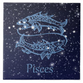 Pisces Constellation und Zodiac Sign with Stars Fliese (Vorderseite)