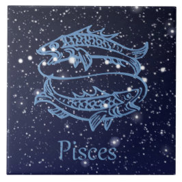 Pisces Constellation und Zodiac Sign with Stars Fliese