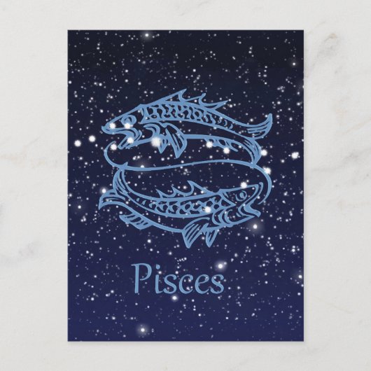 Pisces Constellation und Zodiac Sign with Stars Postkarte (Vorderseite)