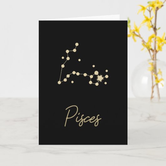 Pisces Constellation Zodiac Karte (Gelbe Blume)