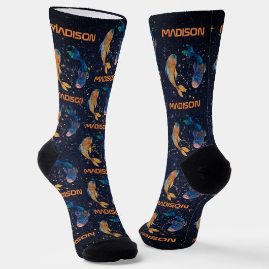 Pisces Constellation Zodiac Watercolor Star Galaxy Socken (Gewinkelt)
