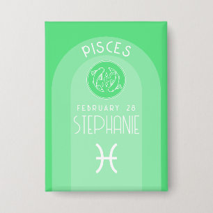 Pisces Custom Birthday Zodiac - Modernes Design Button