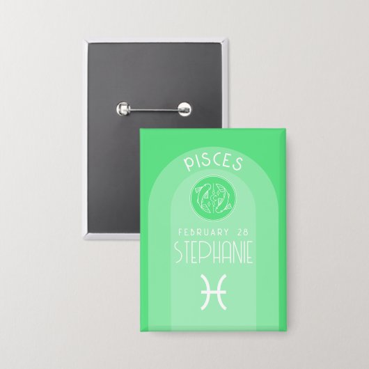 Pisces Custom Birthday Zodiac - Modernes Design Button (Vorderseite/Rückseite)