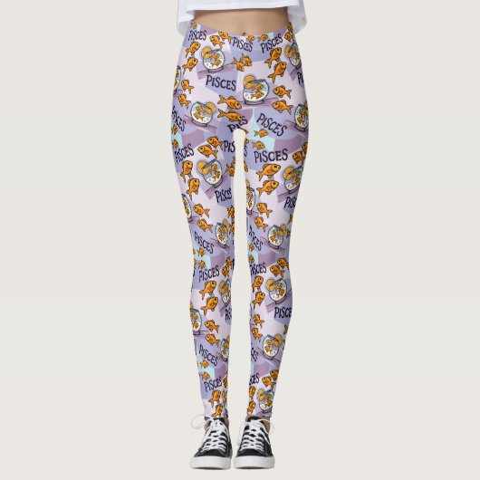 Pisces Design-Geschenk für Zodiac-Sternschauspiele Leggings (Vorderseite)