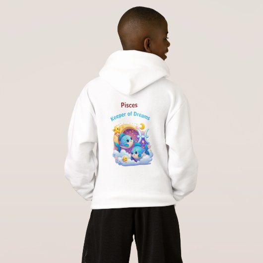 Pisces Dream Keeper Zodiac Kids Hoodie Pullover (Schwarz voll)