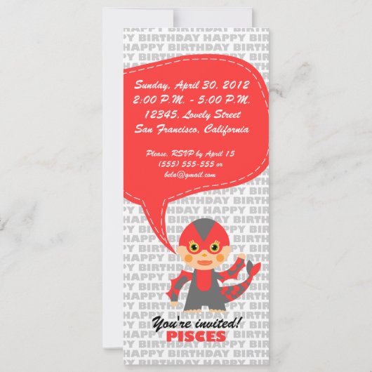 Pisces Einladung Geburtstagsparty (Rückseite)