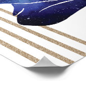 Pisces Feminine Blue Gold Zodiac Design Poster (Ecke)