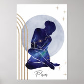 Pisces Feminine Blue Gold Zodiac Design Poster (Vorne)