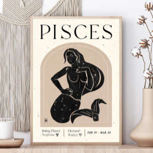 Pisces Feminine Zodiac Poster