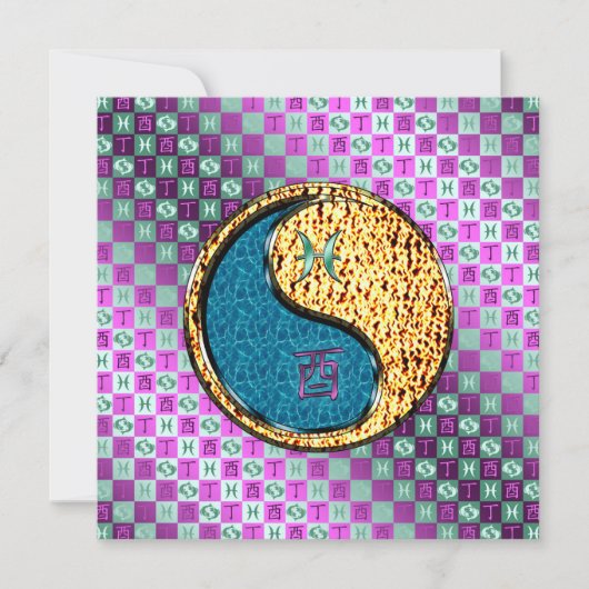 Pisces & Fire Rooster Karte (Vorderseite)