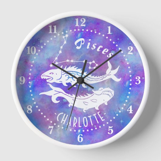 Pisces Fish Constellation Stars Name Birthday Gift Uhr (Vorderseite)
