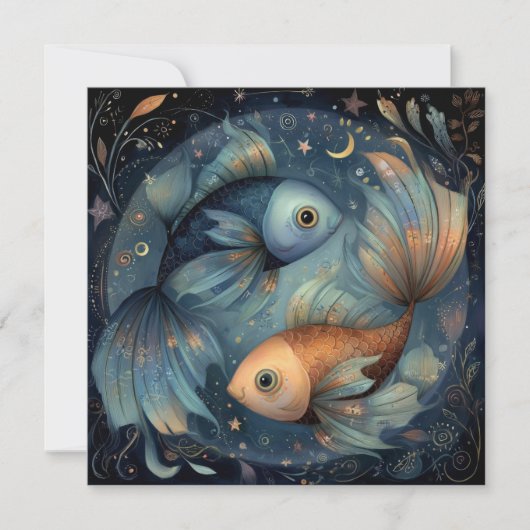 Pisces Fish Zodiac Astrology Celestial Birthday Karte (Vorderseite)