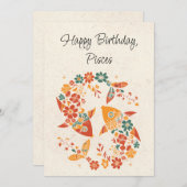 Pisces Fish Zodiac Floral Geburtstagskarte (Vorne/Hinten)