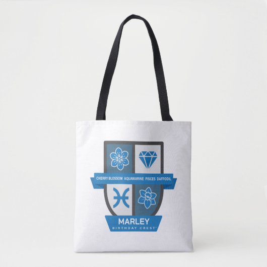 Pisces Geburtstagswappen™ für 1.-20. März Tasche (Vorderseite)