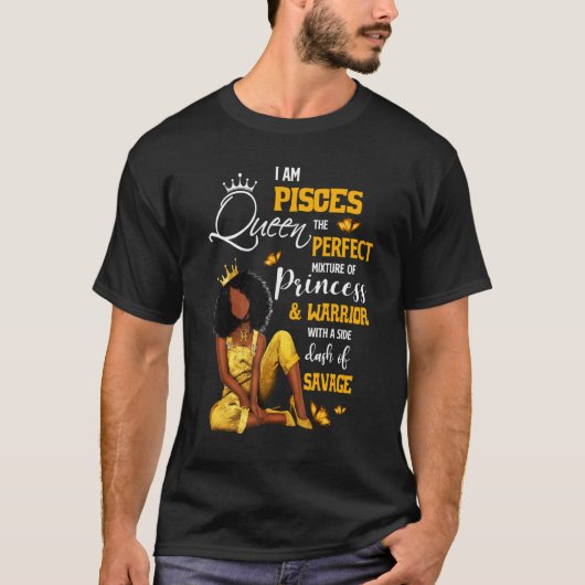Pisces Girl Birthday Melanin Afro Queen für Schwar T-Shirt (Vorderseite)