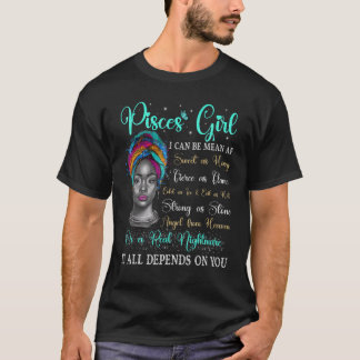 Pisces Girl Black Queen Zodiac Geburtstag Afro Nat T-Shirt