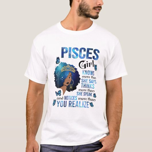 Pisces Girl weiß mehr als sie sagt Black Queen m T-Shirt (Vorderseite)