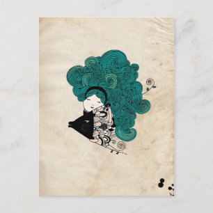Pisces Girl Zodiac Sign Postkarte
