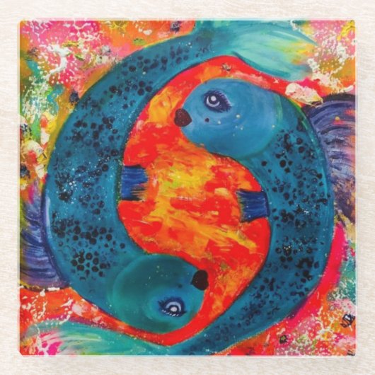 Pisces Glass Drinks Küste Glasuntersetzer (Vorderseite)